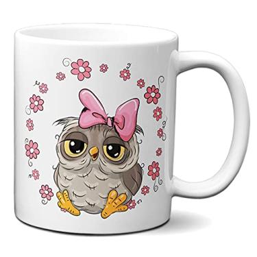 Imagem de Caneca Coruja Rosa Arco Flores Presente Delicado Criativo
