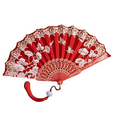 Imagem de XIALON 1 peça Ventilador feminino dobrável de 23 cm Ventilador de dança pôr do sol estilo chinês ventilador Cheongsam estilo antigo
