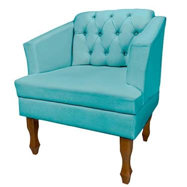 Imagem de Poltrona Estofada Decorativa Sala de Estar Quarto Escritório Consultório Leitura Safira (Suede Azul Tiffany)