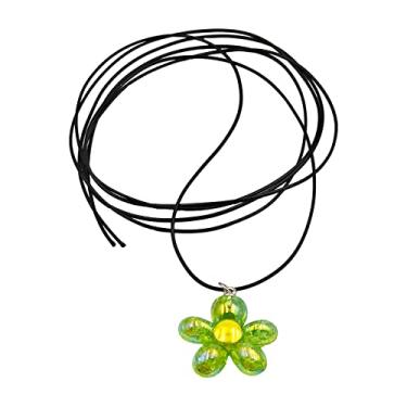 Imagem de Maybenice Corrente colorida de clavícula com pingente de flor para mulheres, feito à mão, acrílico, gargantilhas, colares de aniversário, one size, Acrílico, Sem Pedra Preciosa