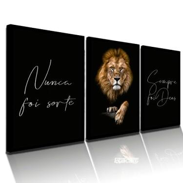 Imagem de Quadros Decorativos Leão Frase Nunca Foi Sorte Religião Sala