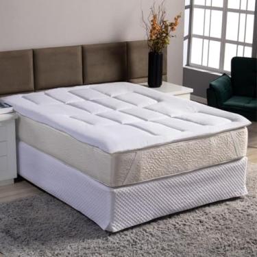 Imagem de Pillow Top Protetor De Colchão Cama Casal Box Toque Macio Branco