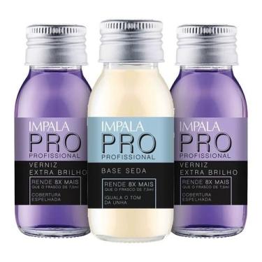Imagem de Esmalte Impala Pro Duo - 2 Verniz Extra Brilho + 1 Base Seda - 60ml
