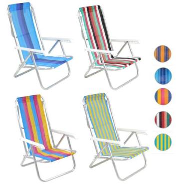 Imagem de Kit 4 Cadeira De Praia Reclinável 8 Posições - Sortida - Belfix