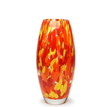 Imagem de Vaso Oliva G Multicor Amarelo, Laranja e Coral Murano Cristais Cadoro