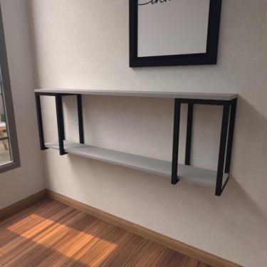 Imagem de Aparador Industrial Cinza Moderno Cantinho Café Escritorio Simples Bancada Suspensa