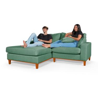 Imagem de Sofá Paris 2 Lugares Living Com Chaise Essencial Estofados (Lado Direito, Verde)