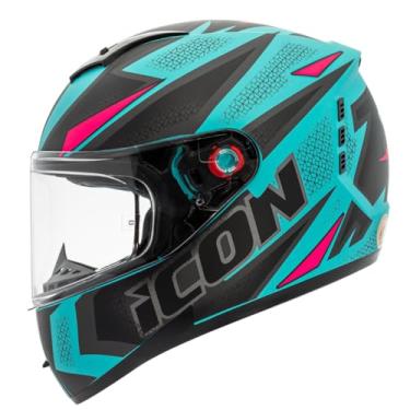 Imagem de Peels Capacete Fechado Moto Icon 23 Fast Verde Agua Fosco/Rosa 56