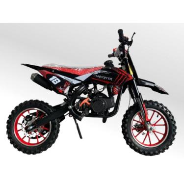 Imagem de Mini Moto Cross Trilha 49cc Monster Vermelha Gasolina com Óleo 2 Tempos