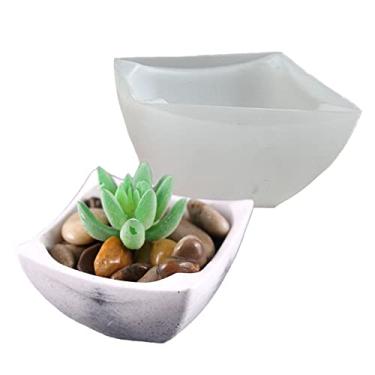 Imagem de Vaso de flores de concreto quadrado molde de silicone vaso suculento vaso de cacto molde de resina epóxi gesso cimento molde de argila