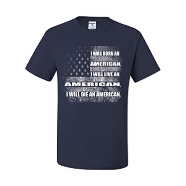 Imagem de Camiseta masculina Born, Live, Die an American 4th of July Bandeira Americana, Azul-marinho, XG