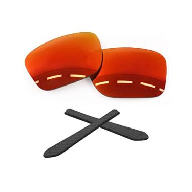 Imagem de Forobb Lentes de reposição polarizadas e meias auriculares para óculos de sol Oakley Jupiter Squared OO9135 - vermelho maçarico - policarbonato polarizado