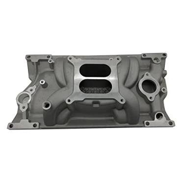 Imagem de 1 PC Coletor de admissão de avião duplo SHLPDFM fundido acabamento acetinado coletor de admissão de alumínio compatível com 350 383 327 1997-up Small Block Chevy SBC Idle-6500 RPM Manifold
