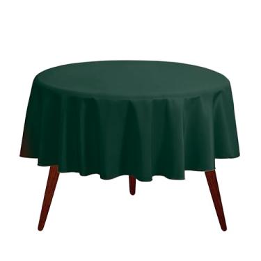 Imagem de Gee Di Moda Toalha de mesa – Toalha de mesa redonda de 228,6 cm para toalha de mesa circular em poliéster lavável verde caçador – Ótima para mesa de bufê, festas, jantares de férias e mais