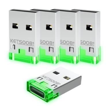 Imagem de KETSOOBI Pacote com 5 adaptadores USB C, conversor USB-C fêmea para USB A macho LED verde compatível com iPhone15/14, Galaxy S23, laptop