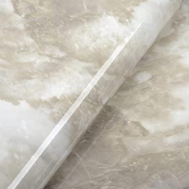 Imagem de A-b-cil Papel de parede de mármore creme nublado à prova d'água 508 x 40,6 cm, bancadas para cozinha, granito, vinil, papel de parede para bancada, banheiro, mesa, paredes