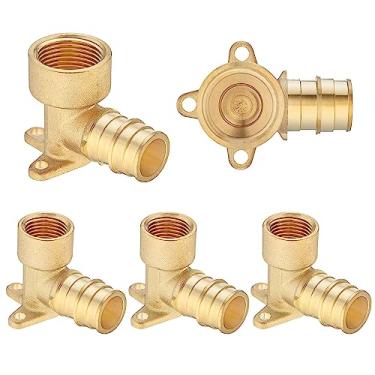 Imagem de (Pacote com 5) Adaptador Lidertik Drop Ear Elbow PEX, 3/10.2 cm PEX ASTM F1960 para 1/5.1 cm NPT adaptador rosca fêmea Conexão de encanamento de latão, apenas para instalação de expansão de tubo PEX
