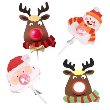 Imagem de mdgfge Cartões de papel de doces de Natal, Papai Noel, boneco de neve, alce, porta-doces, pacote de pão de açúcar, decorações para festas de Natal e inverno (60 peças)