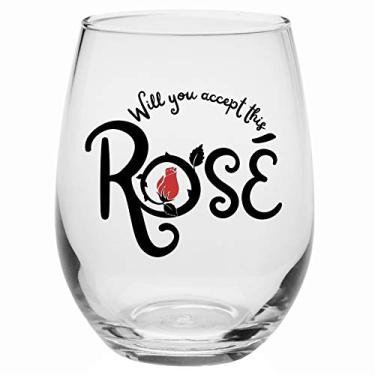 Imagem de Drinking Divas Will You Accept This Rosé - 15oz Bachelor/Bachelorette Wine Glass