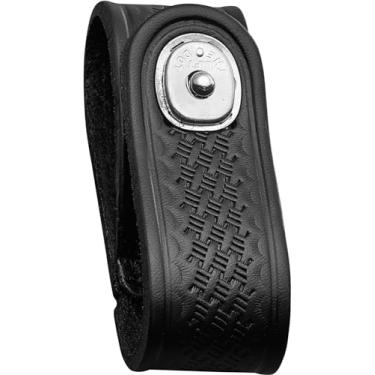 Imagem de JAY-PEE Suporte tático para algemas de couro Basketweave com fecho de pressão de segurança cromado, encaixe único, cabe em cintos de serviço de 5,7 cm