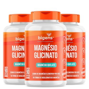 Imagem de Magnésio Glicinato, Quelato, 350mg de magnésio elementar, 90 Cápsulas, Bigens (Kit 3)