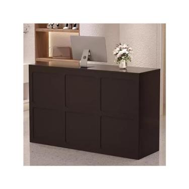 Imagem de Reception Desk With Counter Balcão de varejo para recepção com gaveta com chave para escritório, salão de beleza, lobby(Black,47.2x17.7x35.4in)