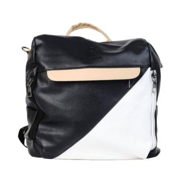 Imagem de Mochila anti-roubo genérica feminina preta e branca