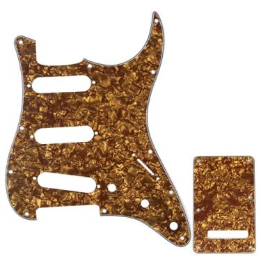Imagem de Musiclily Kit Escudo SSS Pickguard Com Tampa Traseira para Guitarra Fender EUA/Mexicana Made Stratocaster Standard Estilo Moderno, 4 Camadas Bronze Perolado
