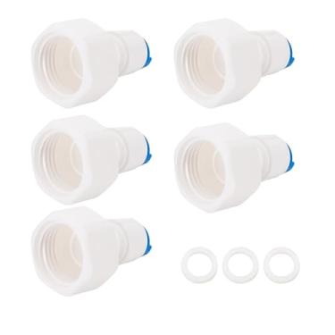 Imagem de OUMEIXING Conector de plástico fêmea 1/5.1 cm a 1/10.2 cm conector rápido encaixe RO filtro de água pacote com 5