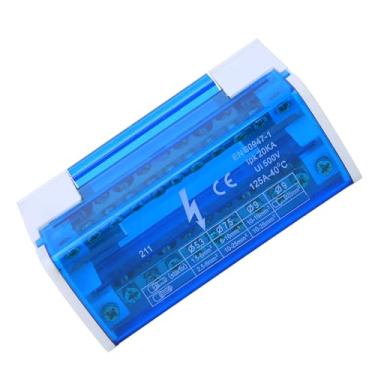 Imagem de Caixa de Distribuição de Terminais, Blocos de Régua de Terminais de Parafuso Trilho Din 2 Níveis Caixa de Junção Elétrica Monofásica 0 Fio de Cobre, Blocos de Terminais