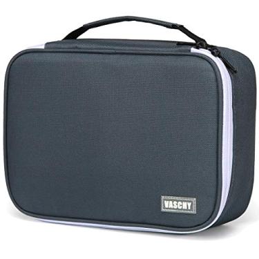 Imagem de Grande Estojo de Lápis, VASCHY Bolsa de Lápis de Cor Artística Organizador de Canetas com 3 Camadas Destacáveis para Organização Estacionária de Escritório Escolar,Cinza