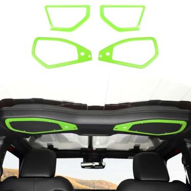 Imagem de JOSHELA Capa de acabamento para alto-falante de teto 2024 Jeep JL A Pillar Top Apto para Jeep Wrangler JL JLU Gladiator JT 2024 Up verde claro acessórios interiores 4 peças
