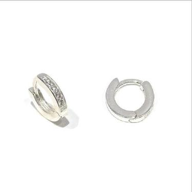 Imagem de Brinco de Prata 925 Legítima Argola Cravejada Com Zircônias - Golden M