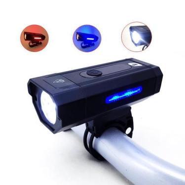 Imagem de Farol Lanterna Sinalizador Bike Bicicleta LED Branca Vermelha Azul Rec