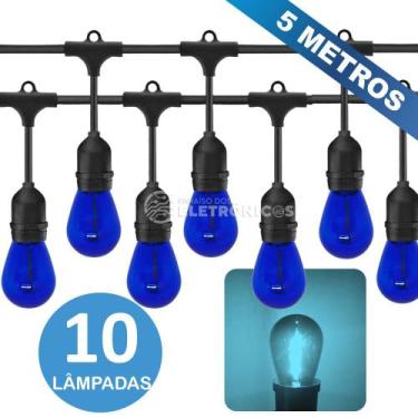 Imagem de Kit Varal de Luzes Iluminado Com 10 Lâmpadas LED S14 Retrô Econômica 1