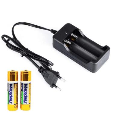 Imagem de Carregador Com 2 Pilhas Duplo de Pilhas Baterias Recarregáveis 4.2v Li