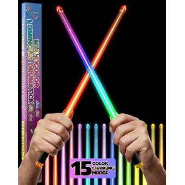 Imagem de Baquetas de bateria de sabre de luz iluminadas Star Wars com LED recarregável, 10 cores exclusivas e 2 cores que mudam de cor, bateria de plástico brilhante, conjunto de presente Jedi de anime