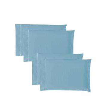 Imagem de Kit 6 Fronhas Hotel Percal 600 Fios Ponto Palito - Callandra, Azul