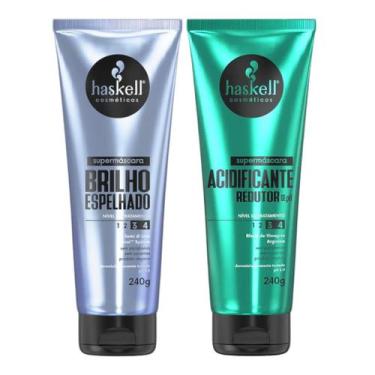 Imagem de Kit Supermáscaras 1 Acidificante Redutor de pH 1 Brilho Espelhado 240g