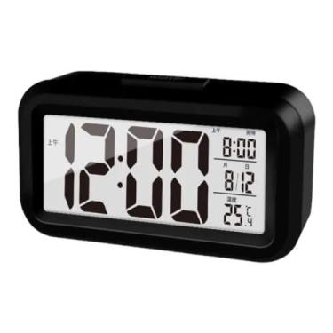 Imagem de Relógio digital LCD de mesa com luz despertador alarme e temperatura 1