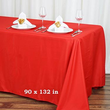 Imagem de LinenTablecloth Toalha de mesa de poliéster 200 cm por 332 cm, vermelha