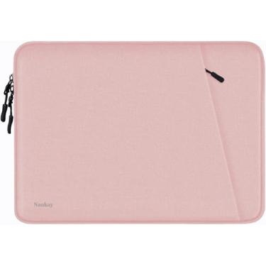 Imagem de Capa para laptop, capa protetora à prova de choque para computador com bolso de acessórios, bolsa de viagem resistente à água compatível com MacBook Dell HP Acer Lenovo de 15,6 polegadas, rosa
