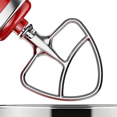 Imagem de Batedor plano de aço inoxidável para batedeira KitchenAid, acessório de pá para acessórios de batedeira KitchenAid, serve para misturadores de suporte de cabeça inclinada de 4,5 a 5 litros, substituto