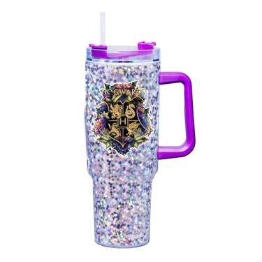 Imagem de Spoontiques Hogwarts Caneca de viagem acrílica de 1,134 g - acrílico de parede dupla com trava deslizante tampa de viagem e canudo - 28 cm de altura