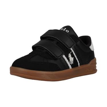 Imagem de POLO RALPH LAUREN Tênis infantil unissex Heritage Court Iii T-Toe (criança grande), Preto/branco, 19
