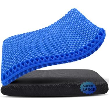 Imagem de Almofada de assento de gel, 48 x 48 cm, almofada de gel supergrande, alívio da dor, almofada de assento para sentado por muito tempo, almofadas de cadeira de gel macias e respiráveis para cadeira de