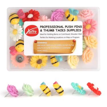 Imagem de Pinos decorativos Yalis, cores sortidas, Daisies Roses and Bees