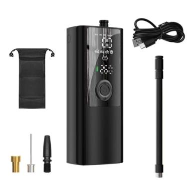Imagem de Compressor de ar portátil para insuflador de pneu, mini compressor de ar portátil, bomba de ar elétrica recarregável, inflador de pneu, com display digital, luz LED, recarregável
