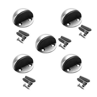 Imagem de TPOHH Fita adesiva dupla face, não é necessário perfurar batente de porta, meia cúpula de aço inoxidável escovado, conjunto de 5