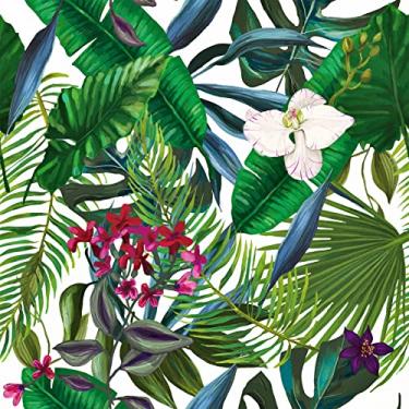 Imagem de STICKEEP Papel de parede tropical de contato floral verde descascar e colar papel de parede folha de bananeira de palmeira autoadesivo selva planta folha flor papel de parede para paredes quarto